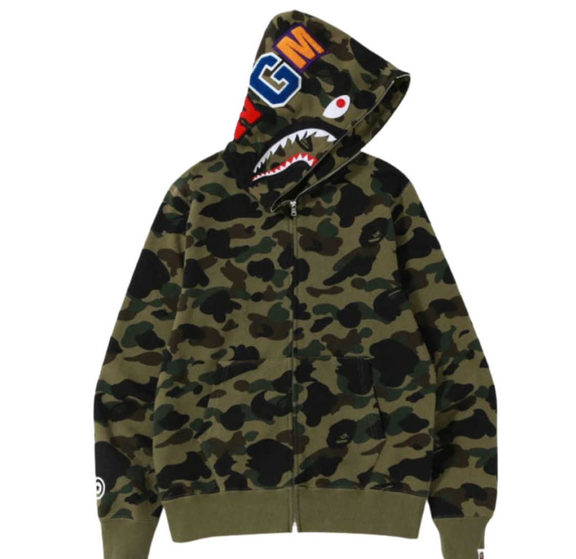 (L) 베이프 퍼스트 카모 샤크 풀 후드집업 녹계 상품이미지1