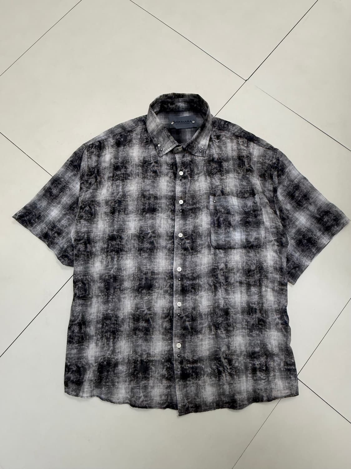 Gakihara 가키하라 그레이시 하티드 체크 스터드 셔츠 상품이미지1