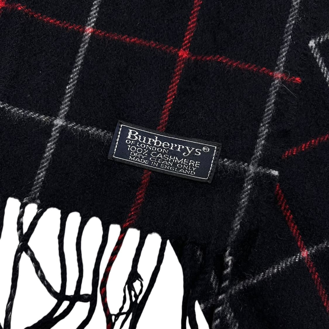 버버리 레드 타탄체크 네이비 캐시미어 머플러 상품이미지5