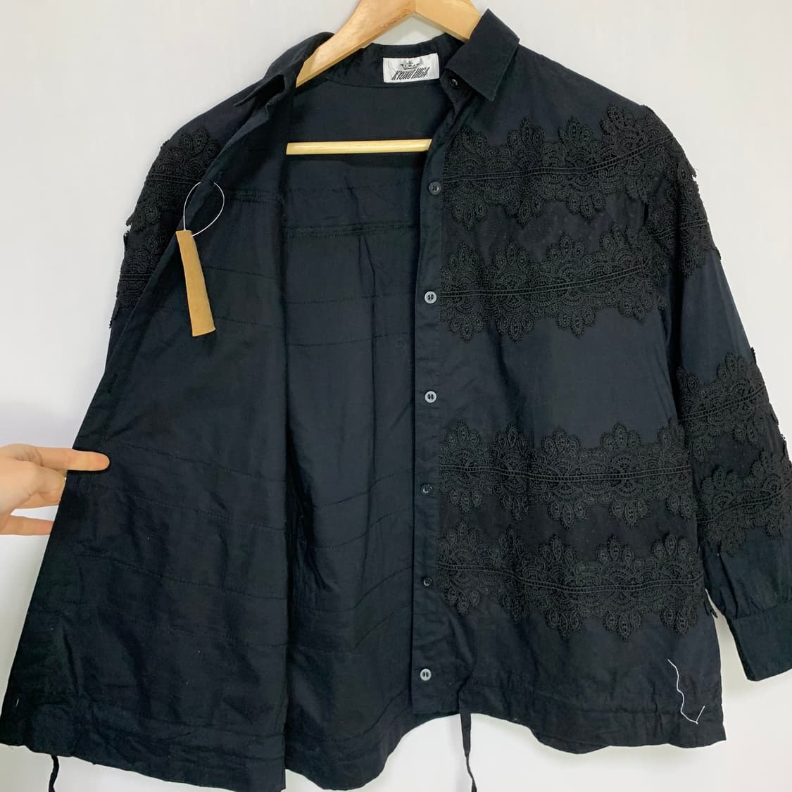 jpn 일본 빈티지 레이스 디테일 여성 셔츠 블라우스 블랙 M 상품이미지5