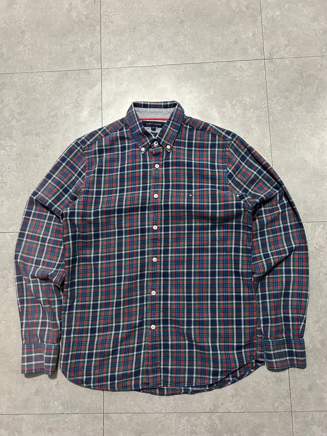 타미힐피거 플란넬  체크패턴  빈티지  워크  셔츠95size   상품이미지1