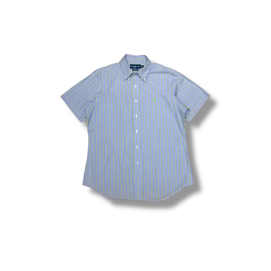[L] 랄프로렌 커스텀핏 그린블루 스트라이프 반팔셔츠 상품이미지3
