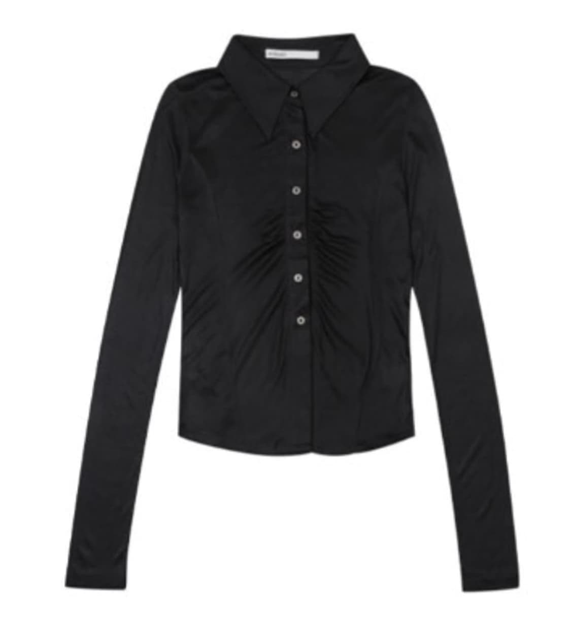 (W) 보헤미안 서울 셔링 칼라 셔츠 블랙 상품이미지1