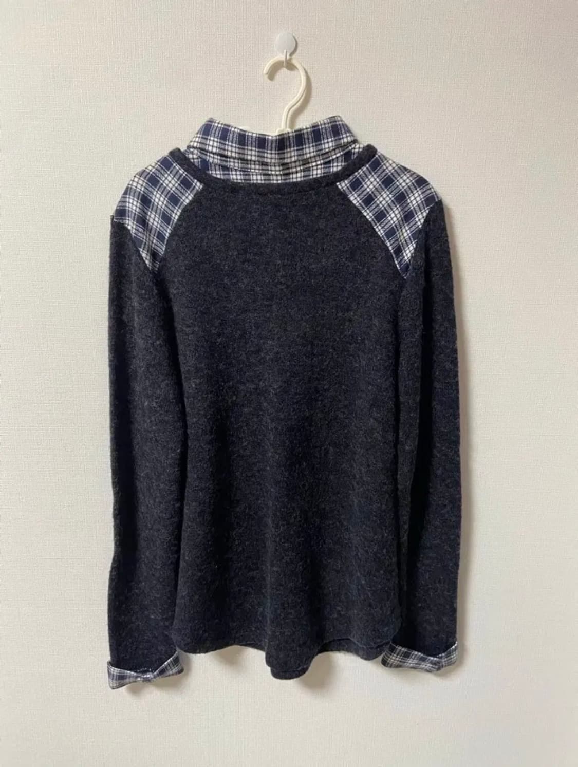 빈티지 모리걸 긱시크 니트체크 셔츠 상품이미지4