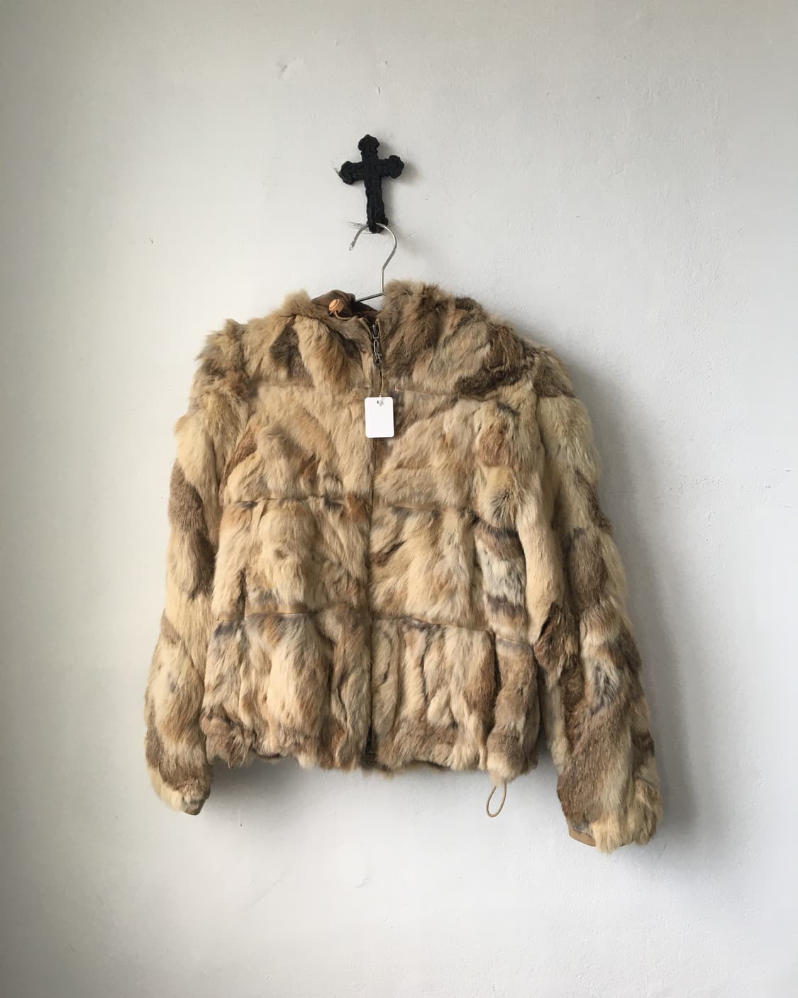 Rabbit fur hood zip up jacket 상품이미지2