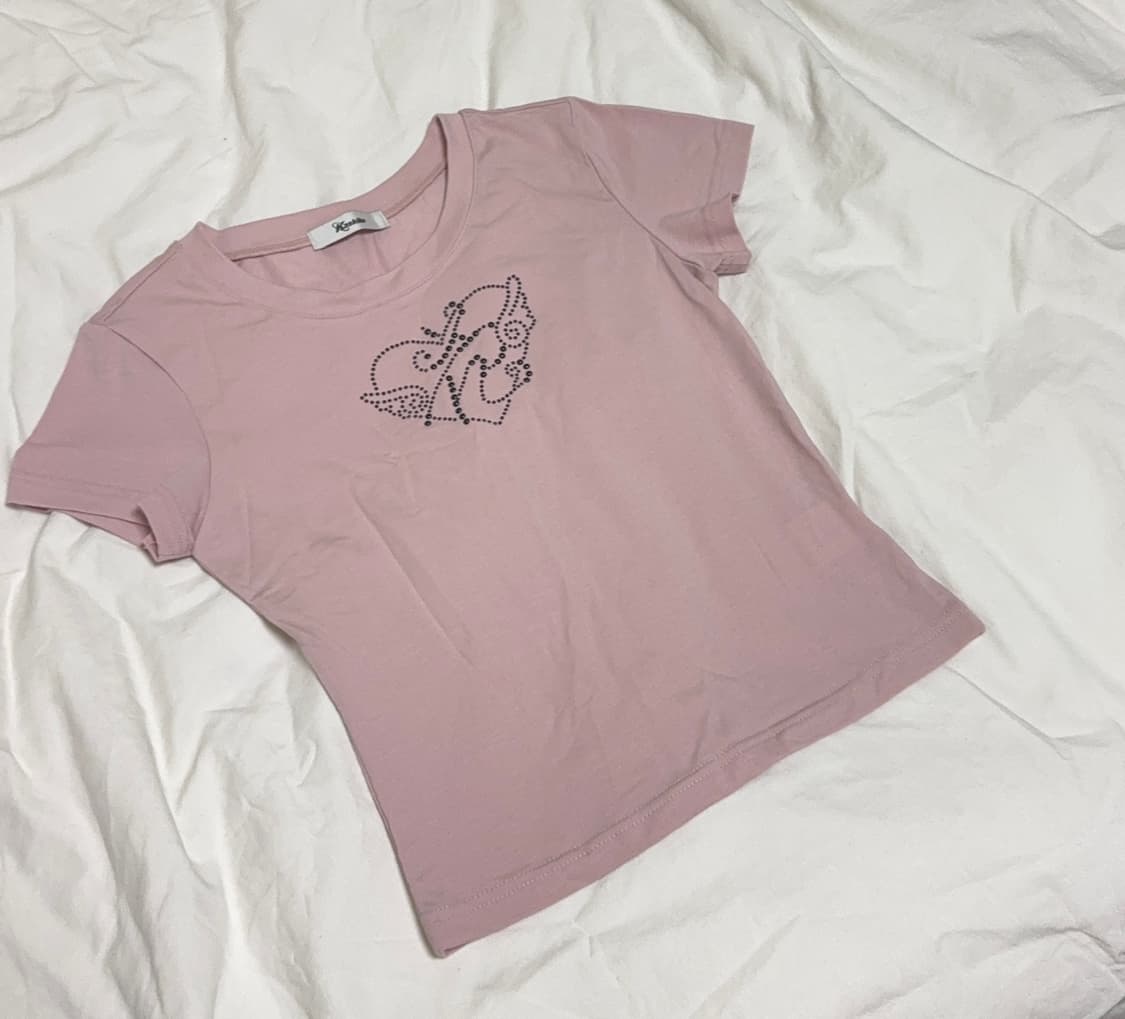 카시코 Flower Heart Baby Tee Pink 상품이미지2