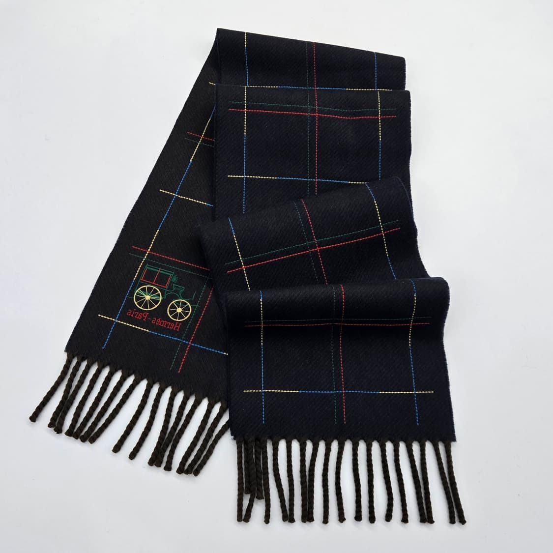 에르메스  로고 레인보우 체크 머플러 상품이미지3