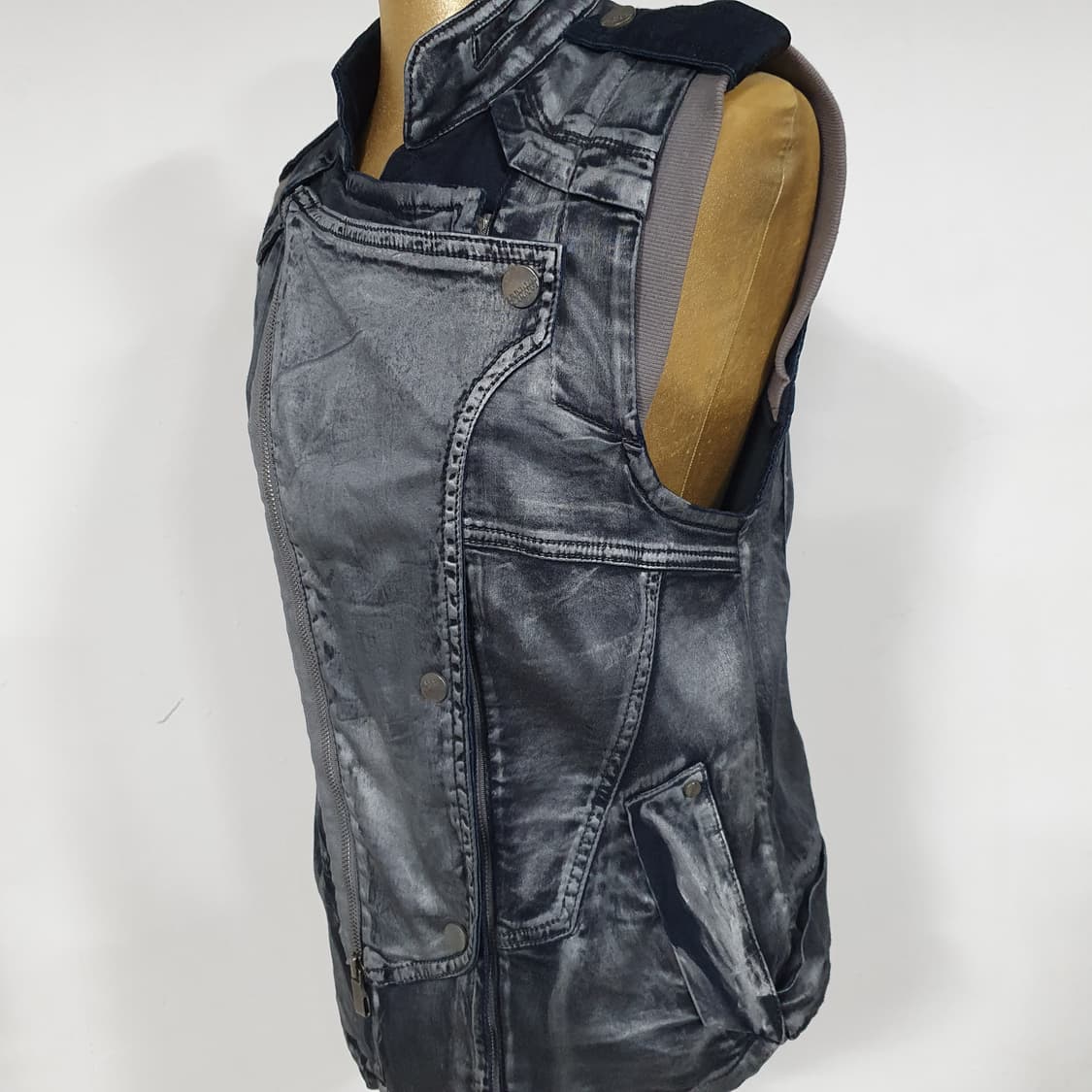 빈티지 y2k 비갸루  테크노 에스테틱 데님 텍스쳐 조끼 상품이미지3