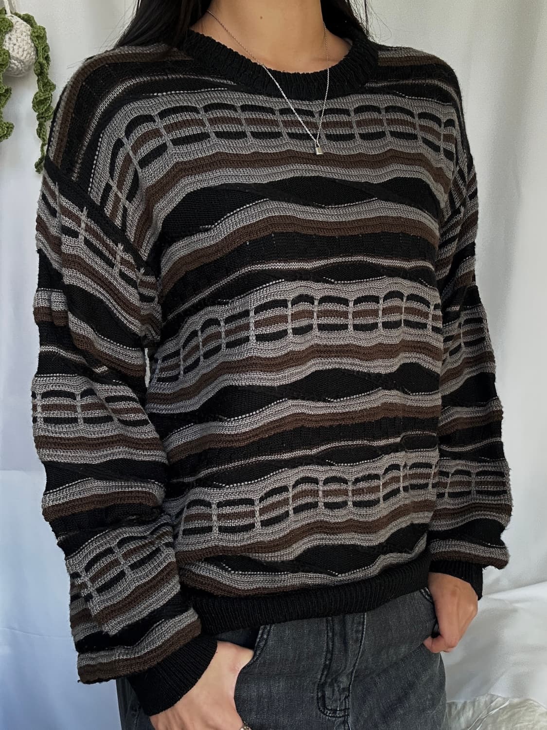 빈티지 패턴 라운드 니트 상품이미지2