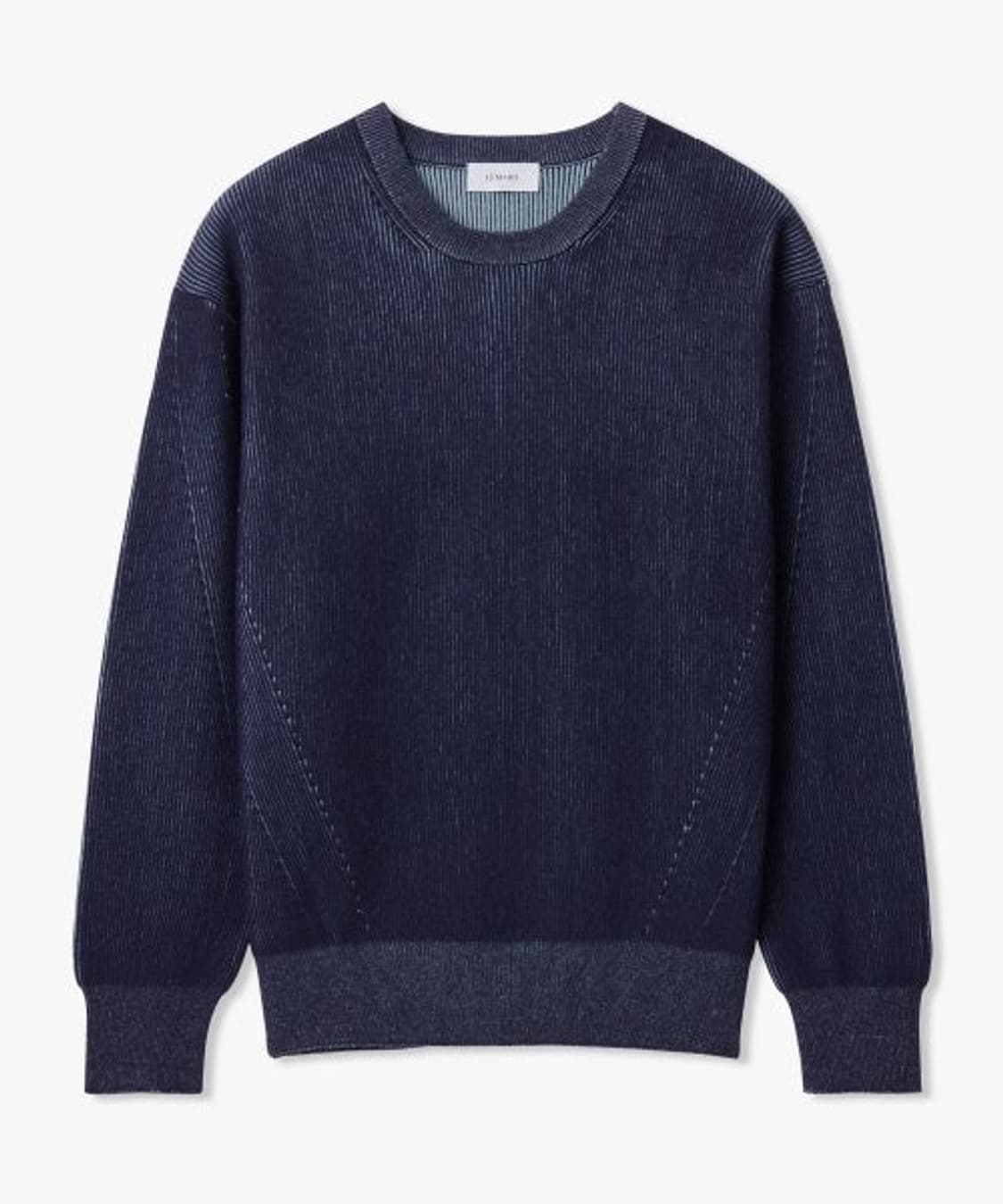 (2)르마드 투톤 사선 라운드 니트 네이비 상품이미지1