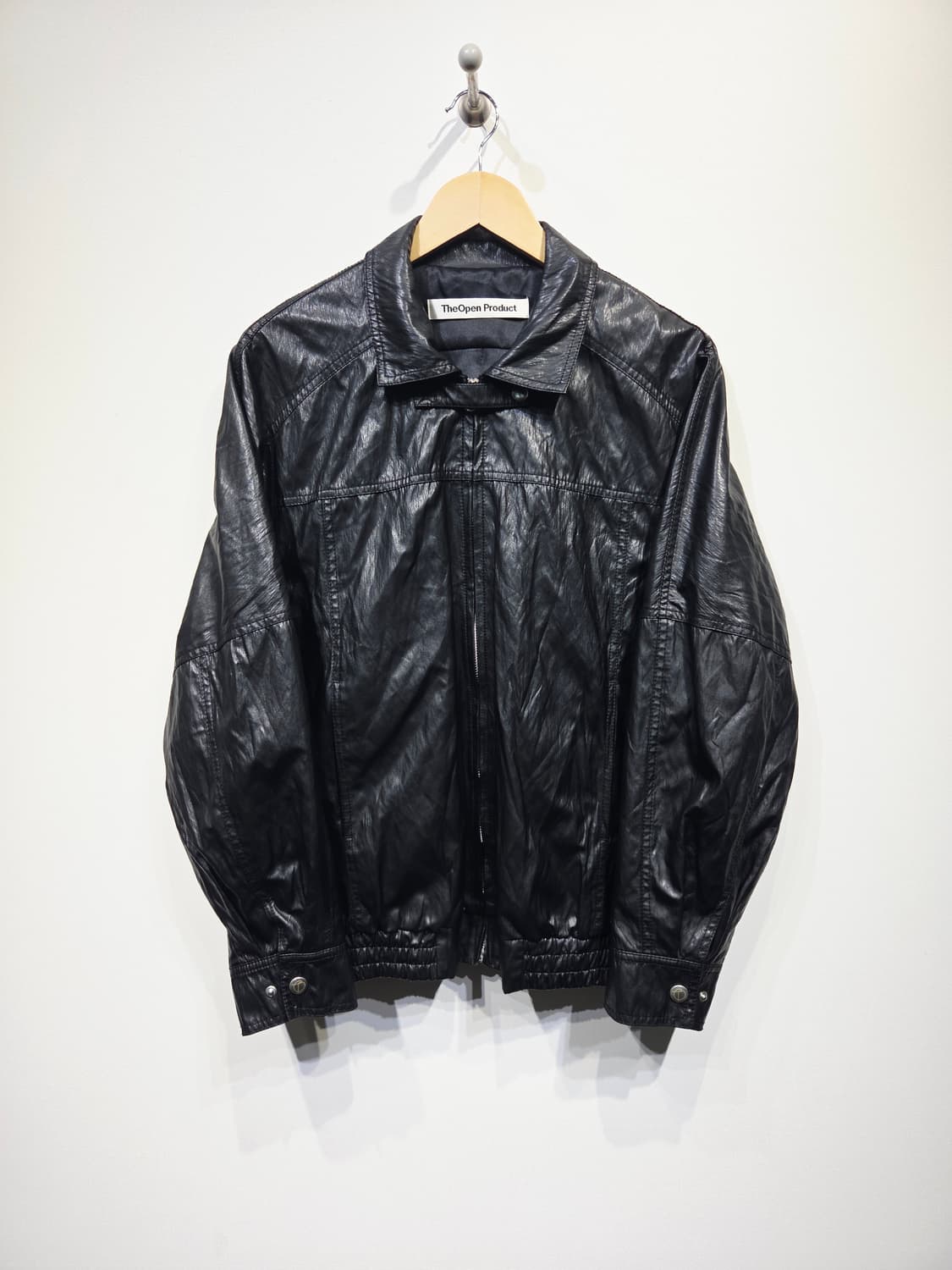 TheOpen Product 더오픈프로덕트 크링클 메탈 집업 자켓 블랙 상품이미지1