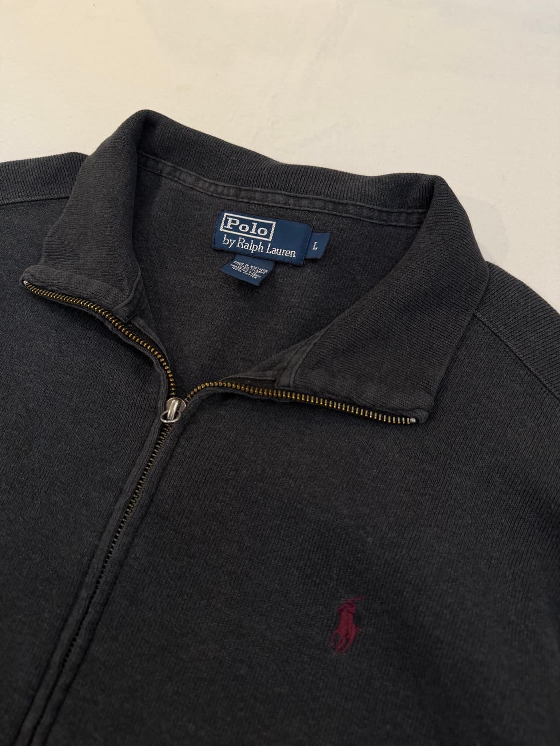 폴로 랄프로렌 와플 코튼 니트 집업 져지 차콜 상품이미지4