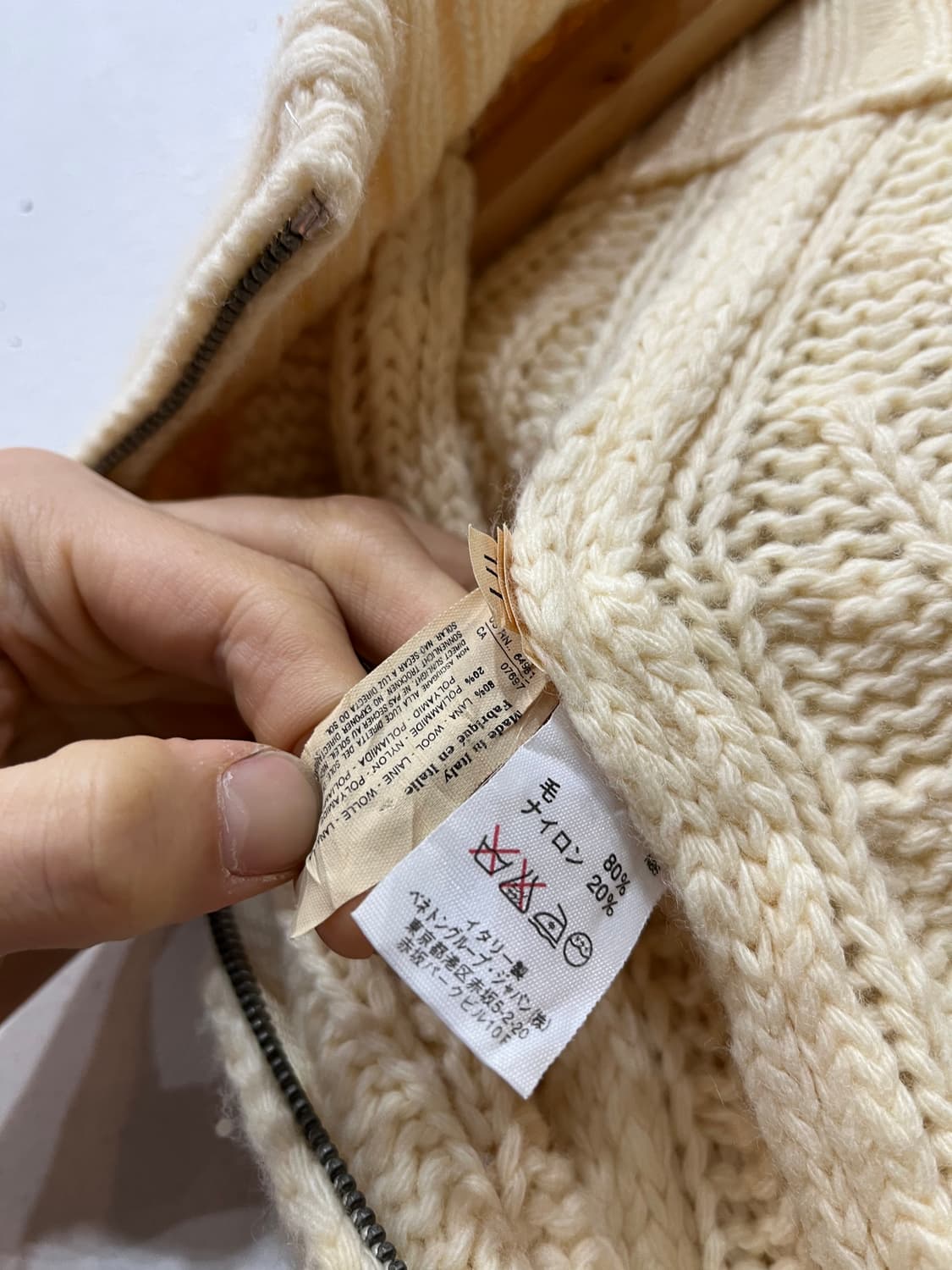 베네통 케이블 울 니트집업 우먼즈 Made in ITALY 상품이미지4