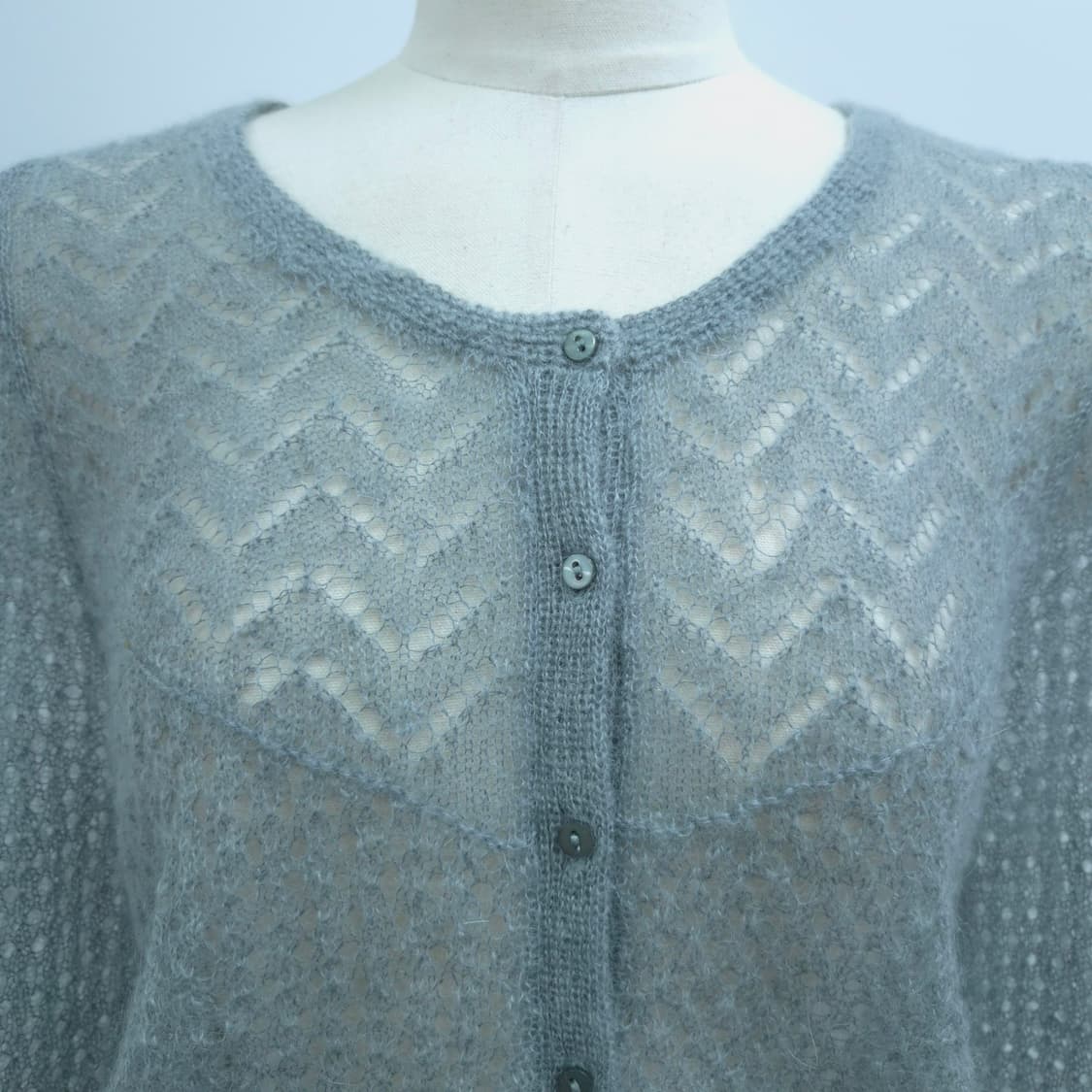 모헤어 혼방 레이스 펀칭 시스루 가디건  상품이미지4