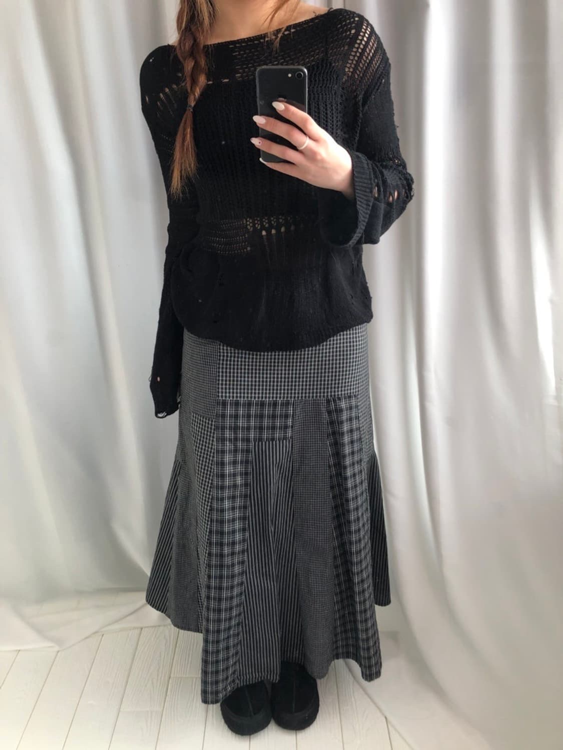 829. lazy check long SK 상품이미지2