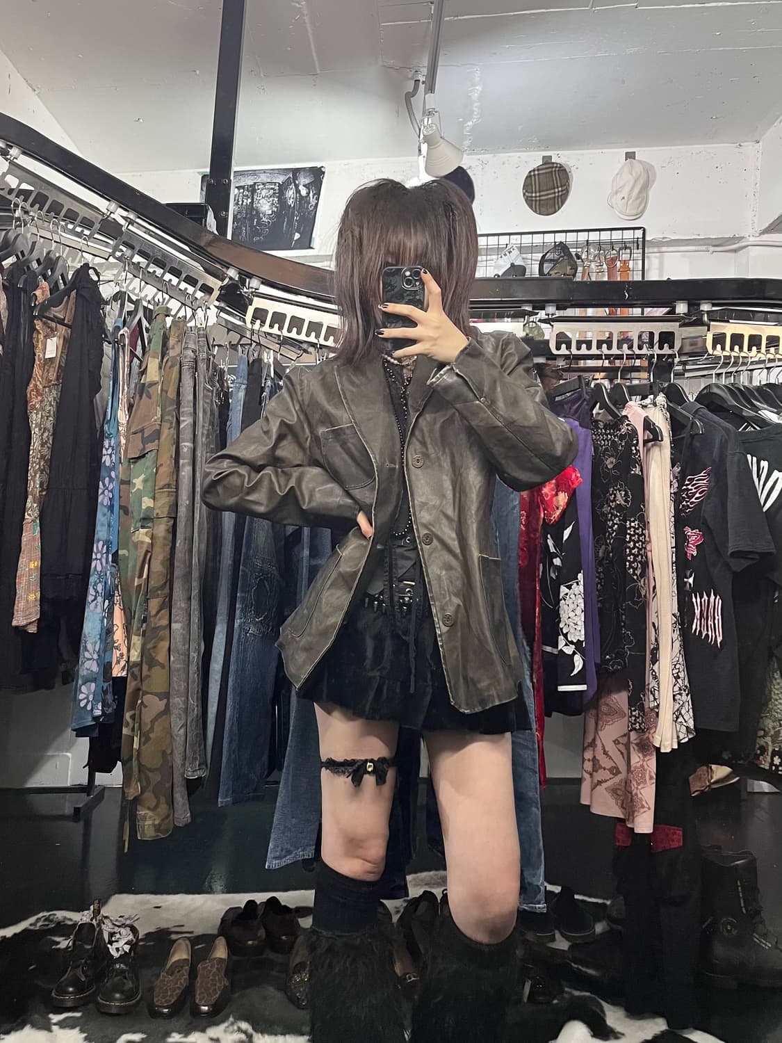 일본 빈티지 레더 블레이저 상품이미지1