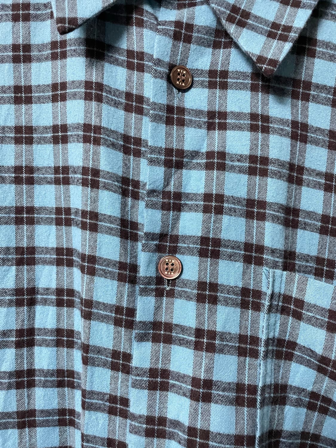 우영미 컬렉션 블루 플란넬 체크셔츠, 50사이즈 상품이미지6