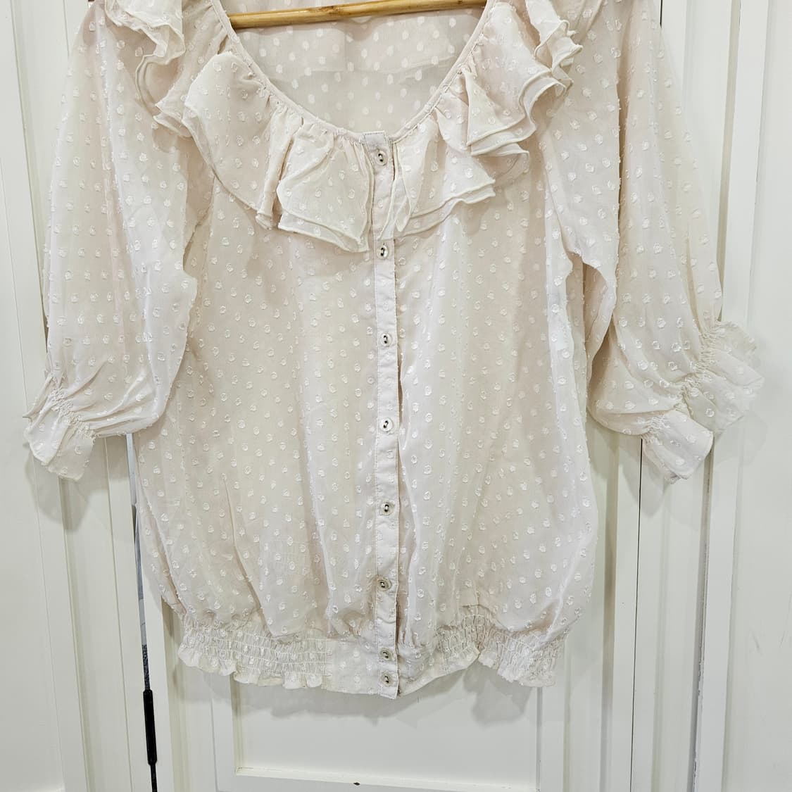 도트 쉬폰 프릴 블라우스 상품이미지4