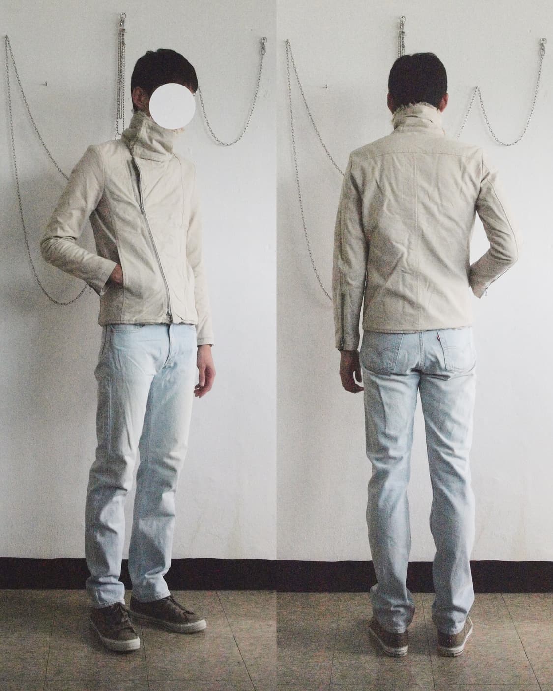 어태치먼트 초기 사선지퍼 하이넥 드레이프 자켓 상품이미지3