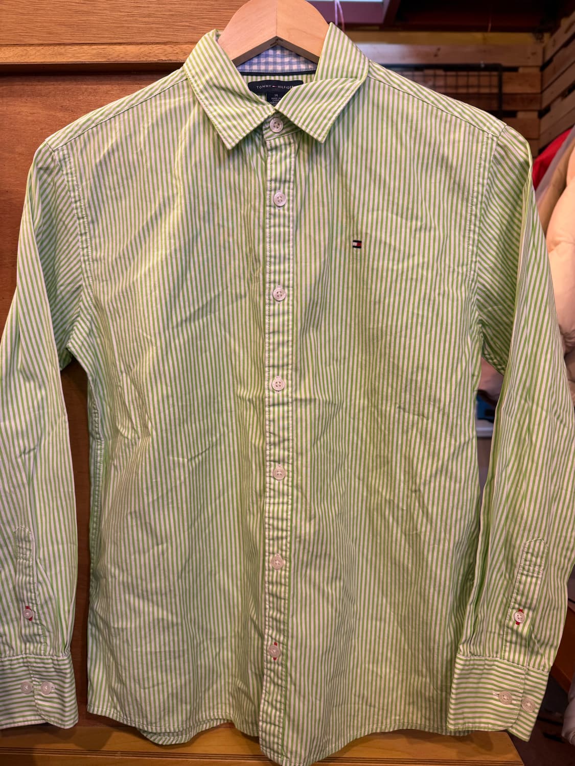 타미힐피거 그린 스트라이프 셔츠 상품이미지1