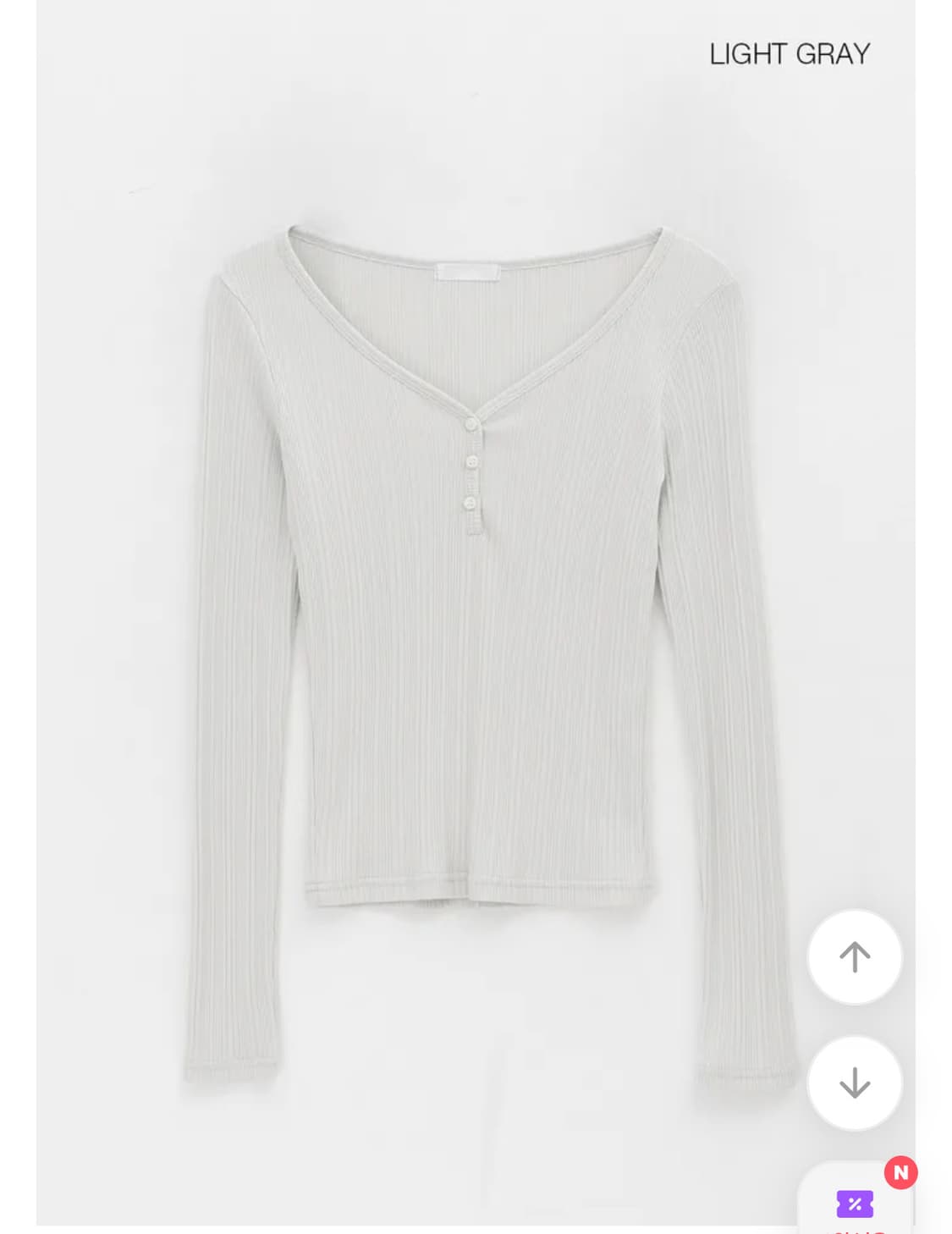 블랙업 브이넥 골지 긴팔티 긴팔 티셔츠  상품이미지3