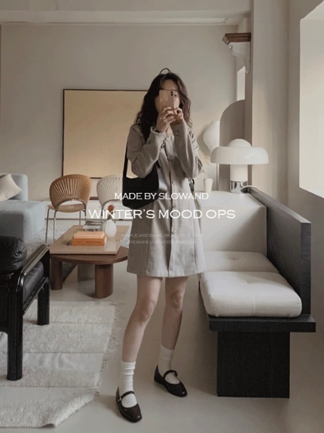 (미착용, 새상품) 슬로우앤드 made. 매트 트위드 라인원피스 상품이미지1