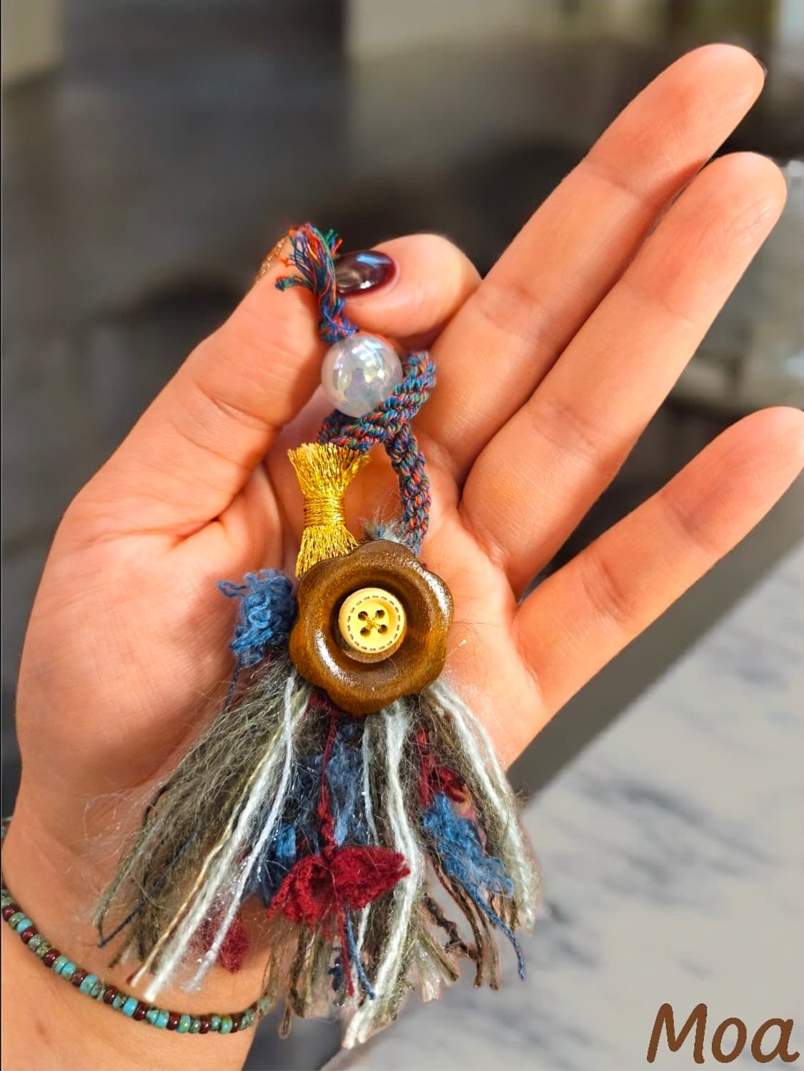 우드 버튼 빈티지 텍스쳐 태슬 참 상품이미지2