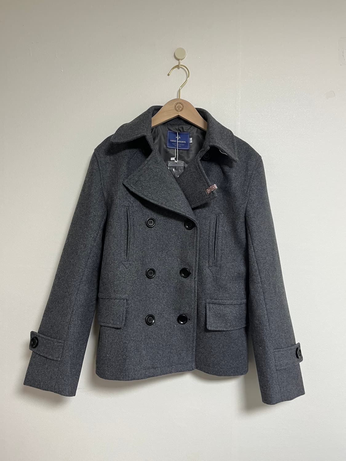 일본 소녀 울 더블 버튼 코트 자켓 그레이 상품이미지5