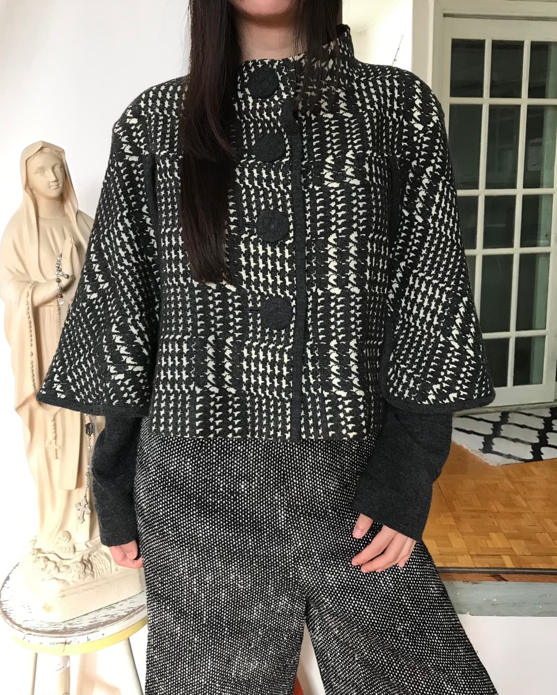 vintage pattern wool cape jacket 상품이미지3