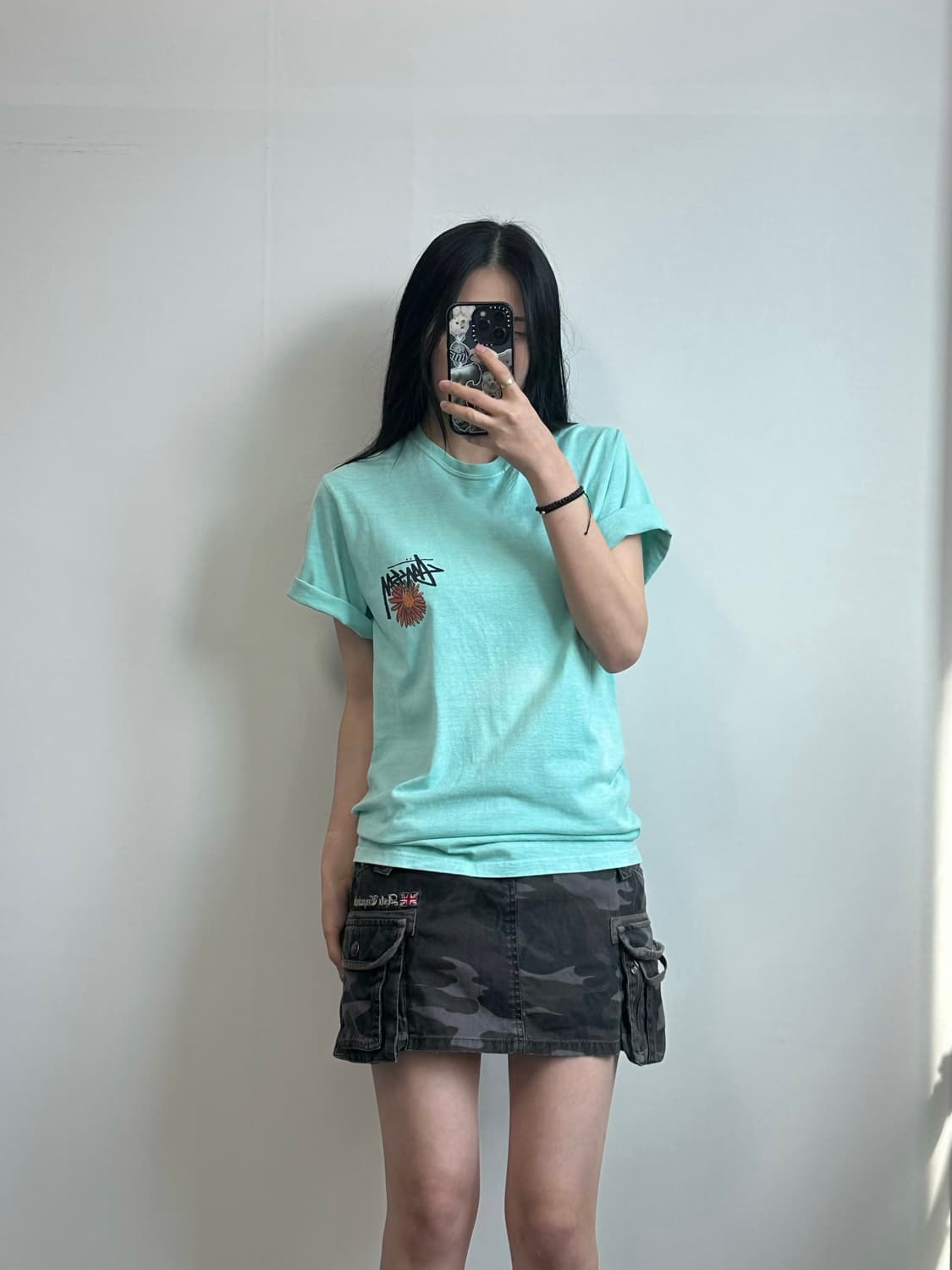 스투시 00s 스컬 민트 반팔 티셔츠 상품이미지2