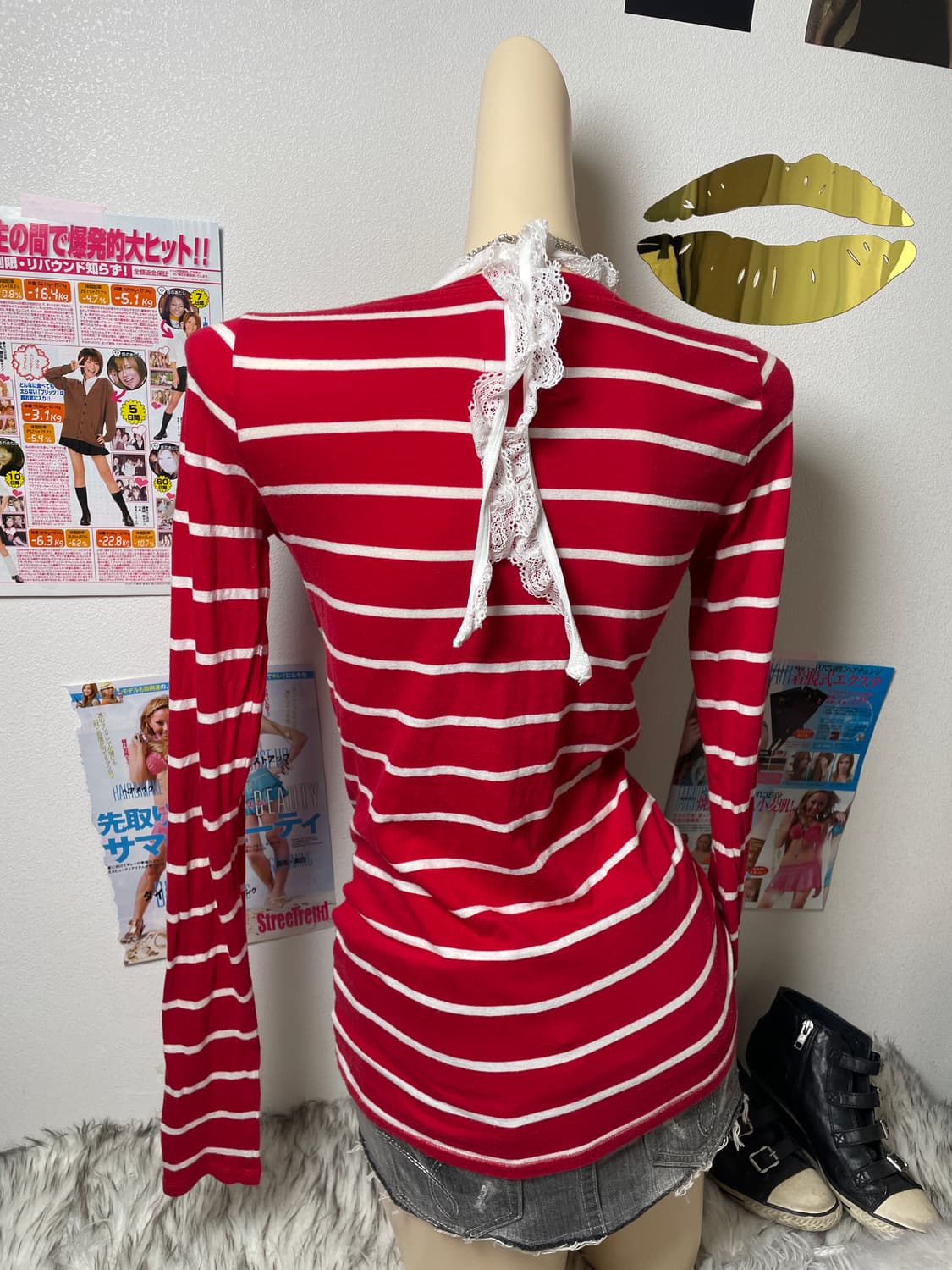 Abecrombie 아베크롬비 레드 스트라이프 탑 상품이미지6