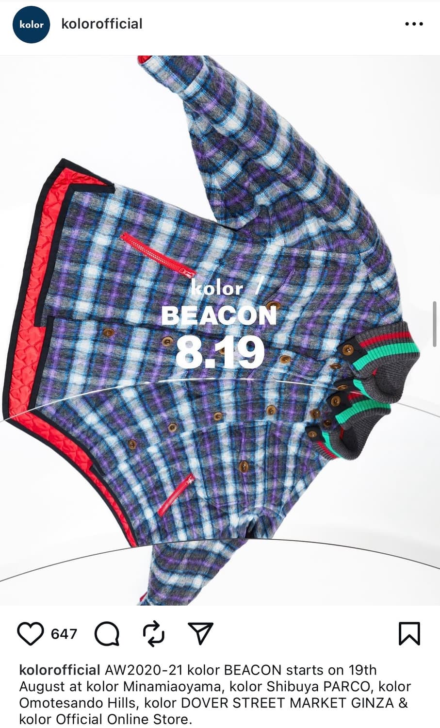 kolor BEACON AW20-21 Fabric Check jacket 상품이미지1