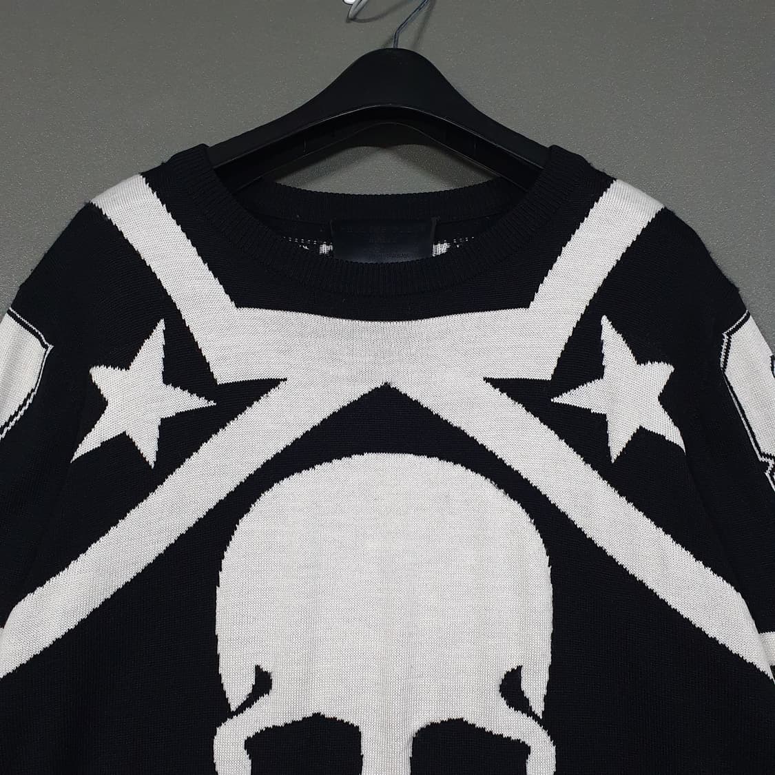 실측 L) 필립플레인 스컬 해골 배드보이 백로고 메리노울 모 니트 스웨터 상품이미지2