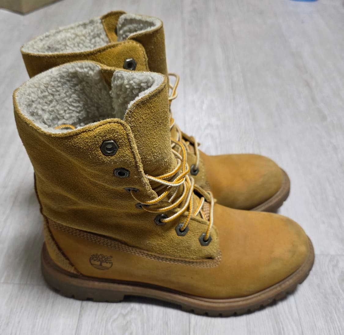 팀버랜드 옐로우 플리스 털 안감 롤탑 부츠 240 상품이미지5