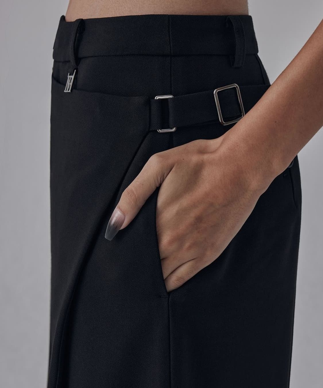 트리밍버드 사이드 버클 랩 스커트 팬츠  상품이미지2