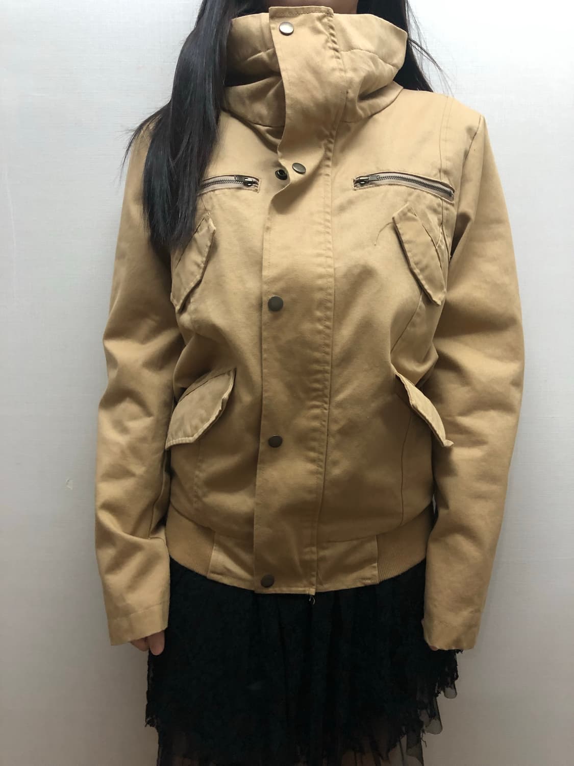 빈티지 베이지 코튼 펑크 자켓 상품이미지3