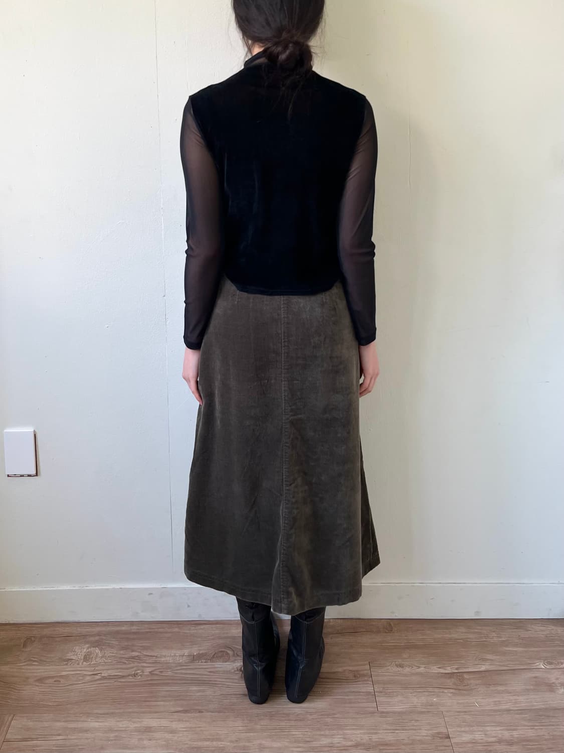 Japan vtg 올리브 코듀로이 스커트 상품이미지10