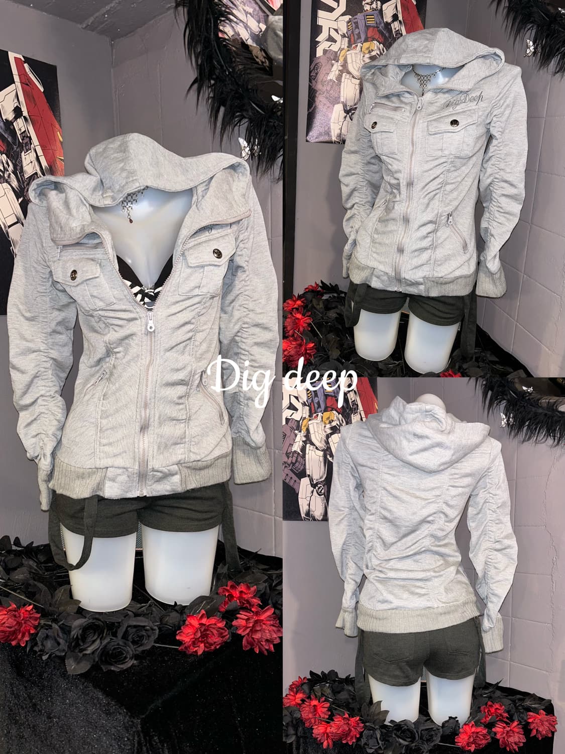 DIG DEEP 디그딥 셔링 포켓 후드집업 y2k갸루펑크 상품이미지2