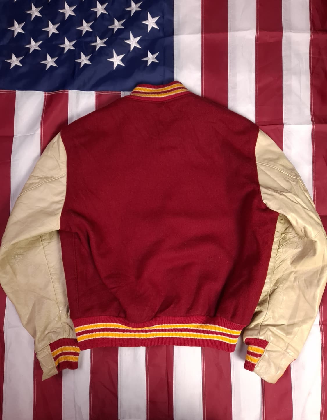 80's 오리지날 골든베어 울 레더 바시티자켓 상품이미지8