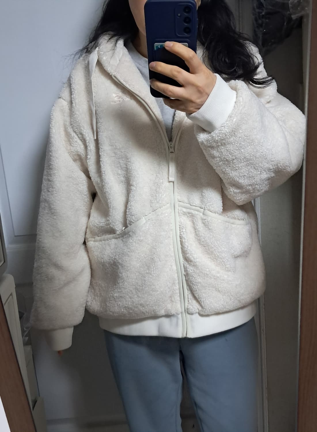 뉴발란스 뽀글이 후리스 플리스 후드집업 M(약95)남녀공용 상태최상 상품이미지9