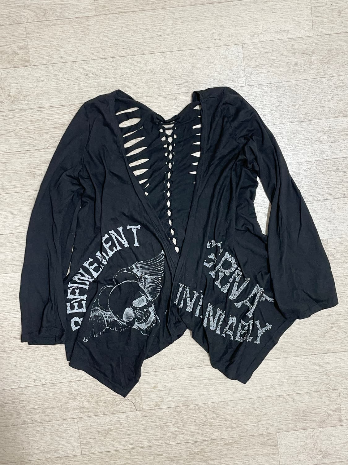 스컬 해골 레이어드 가디건 상품이미지1