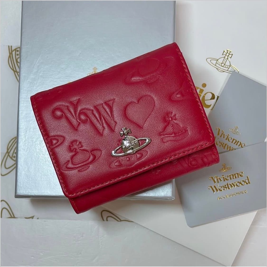 비비안웨스트우드 아카이브 레드 레더 하프월렛 반지갑 상품이미지10