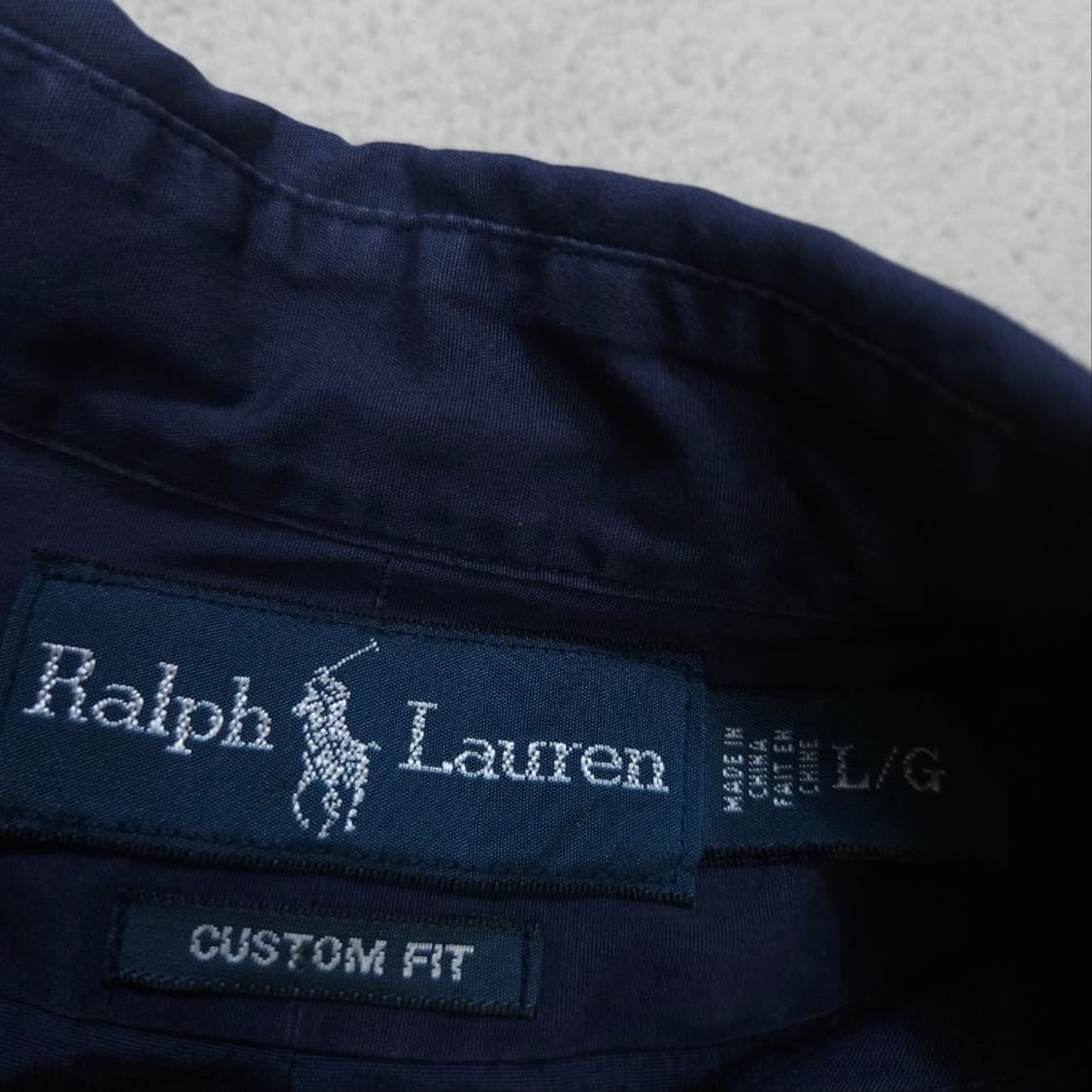 폴로 랄프 로렌 솔리드 셔츠 L 네이비 커스텀핏 상품이미지4