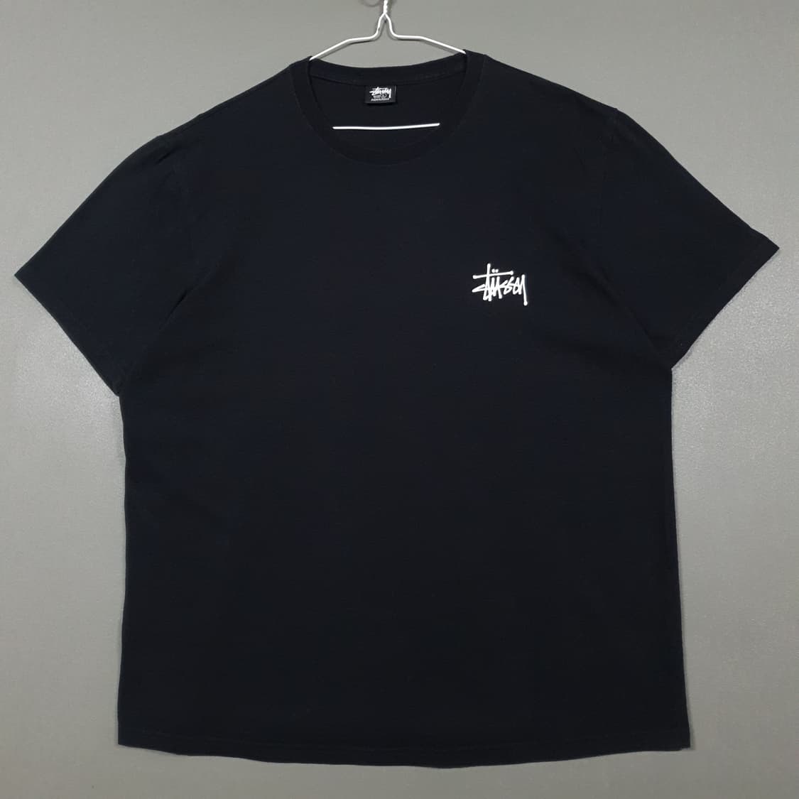 정품 L (100) 스투시 후면 빅로고 베이직 크루넥 반팔 티셔츠 블랙 상품이미지3