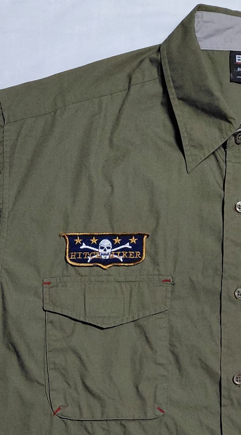 [L] B.D.W 바디웨이브 밀리터리 패치 워크 셔츠 카키 (빈티지) 상품이미지2