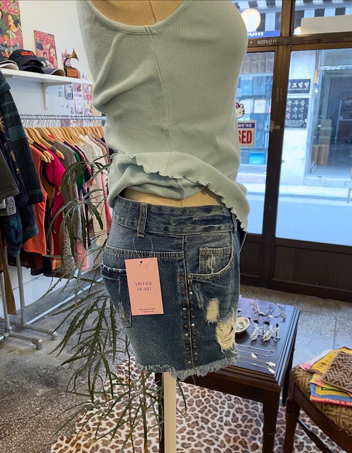 스터드 데님반바지 [무배] 상품이미지4