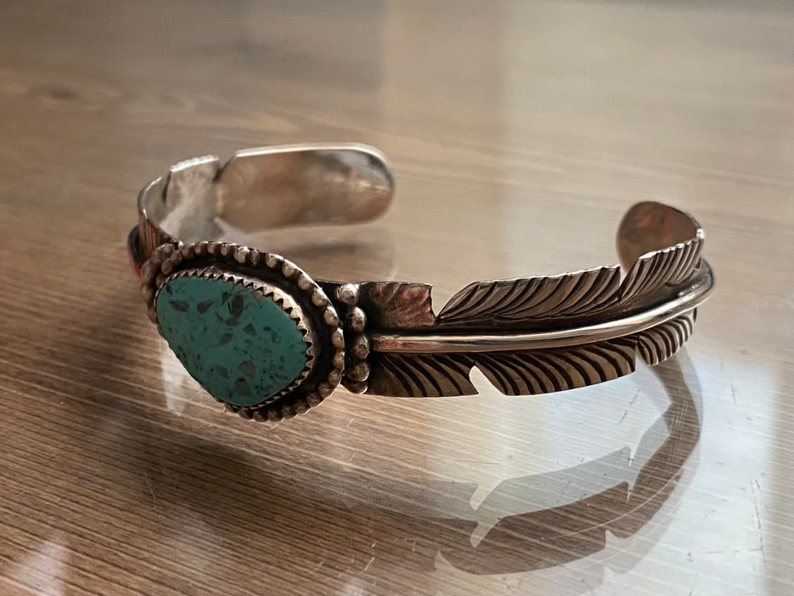 마이크 토마스 주니어의 인디언주얼리 나바호 뱅글 은 팔찌 판매합니다. 상품이미지3