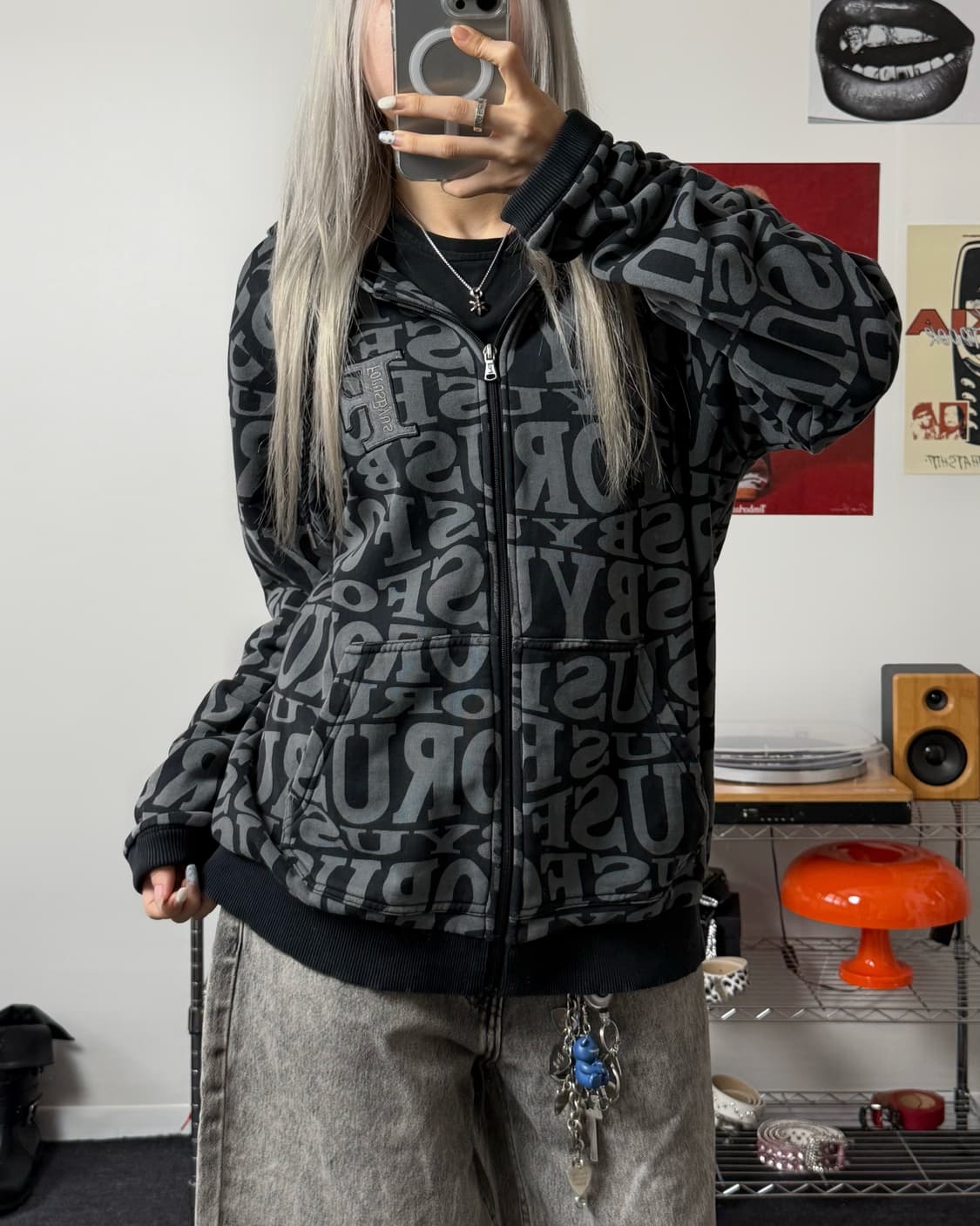 푸부 00s 슬로건 오버핏 후드집업 상품이미지2
