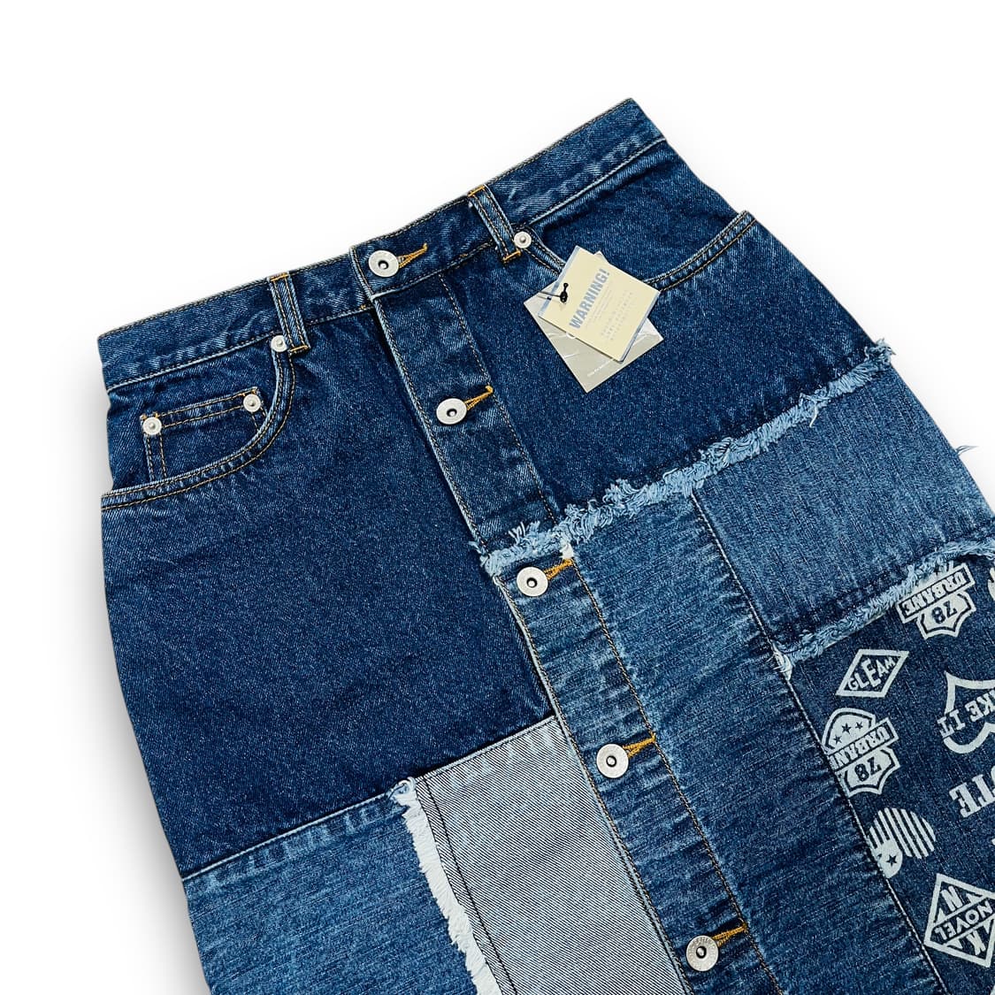 C.A.T 데님 언발란스 패치 레트로 로고 데님 스커트 상품이미지2