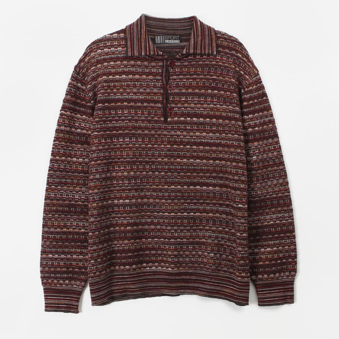 미쏘니 스포츠 빈티지 울 패턴 짜임 카라 니트 상품이미지1